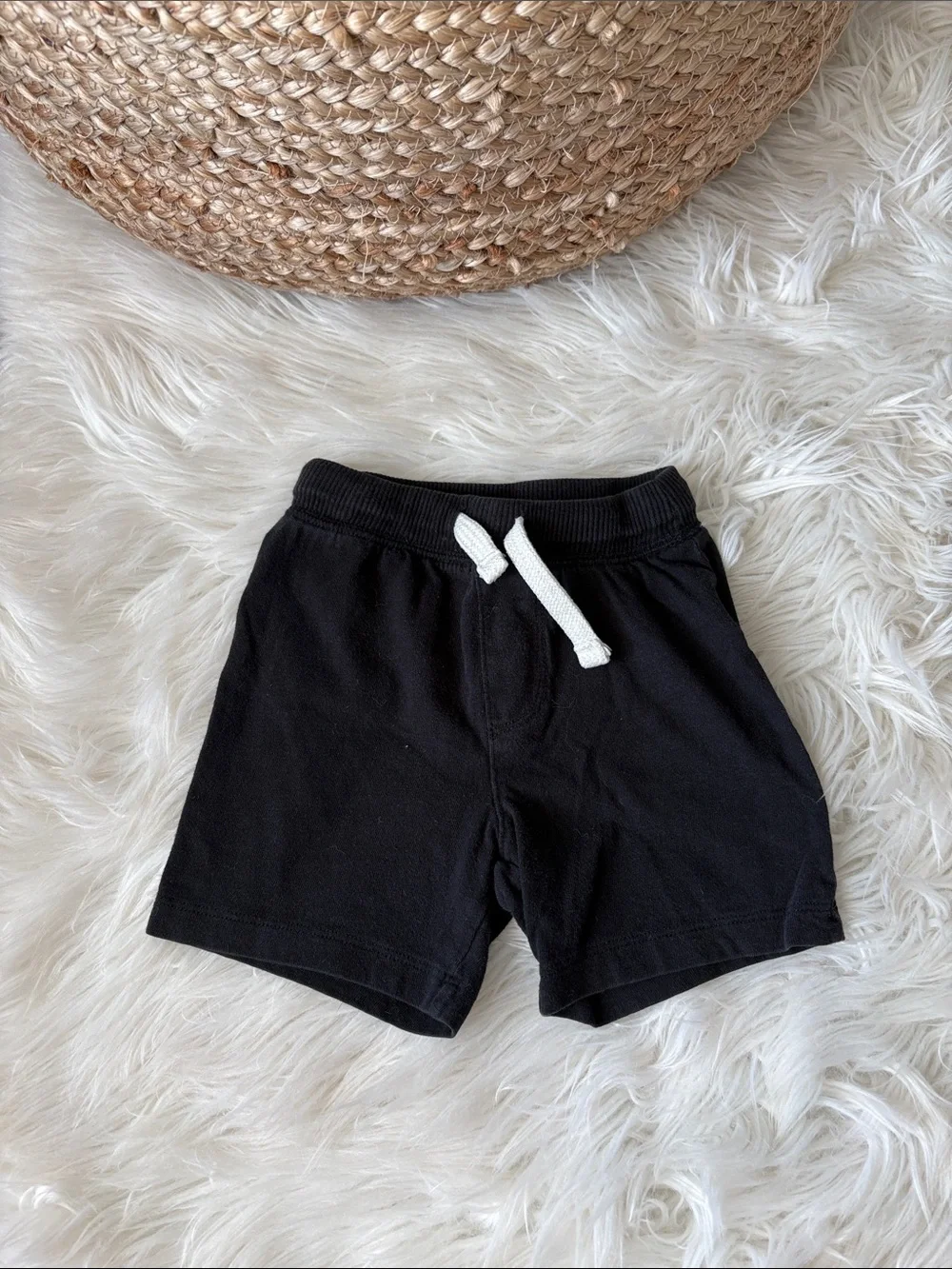 Old Navy Black Cotton Drawstring Kids Shorts with White Tie